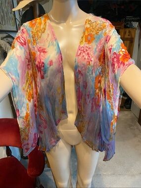 Topshop Floral Multi-Color Sheer Open Kimono